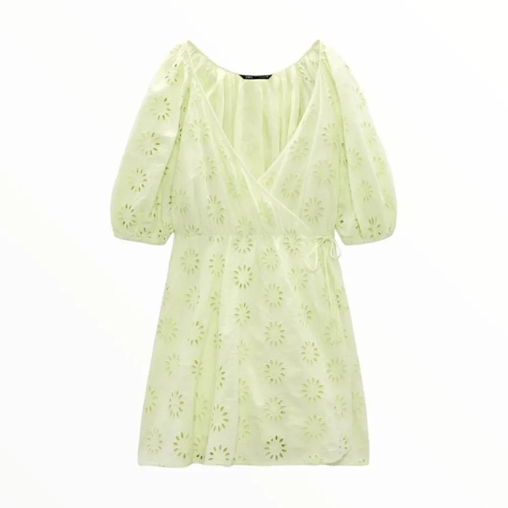 ZARA | Light Yellow | OPENWORK EMBROIDERED DRESS - Picture 2 of 13
